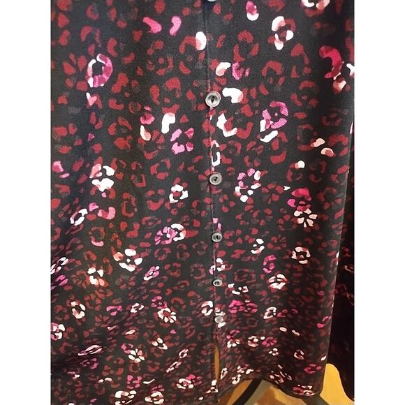 Talbots Midi Dress Women's XS Black Pink Ditsy Floral Fit & Flare Stretch Luxury - Picture 5 of 9